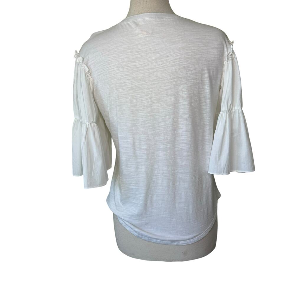 CINQ A SEPT Hailey Ruffle Short Sleeve Top in White Size Small 100% Cotton - Picture 3 of 12